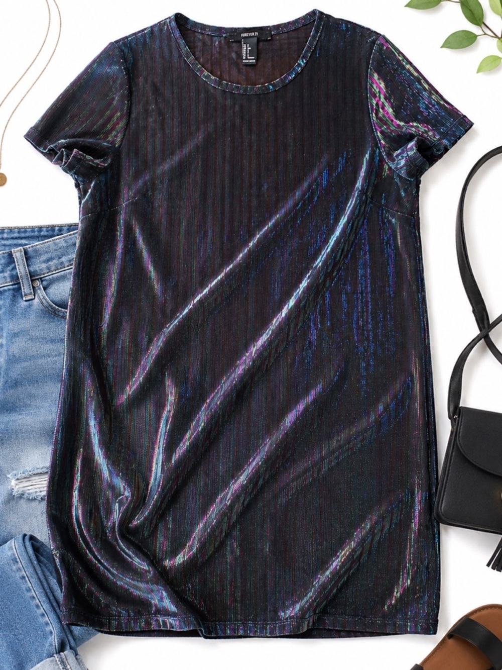 Stylish Women's Iridescent Black Shimmer Tunic